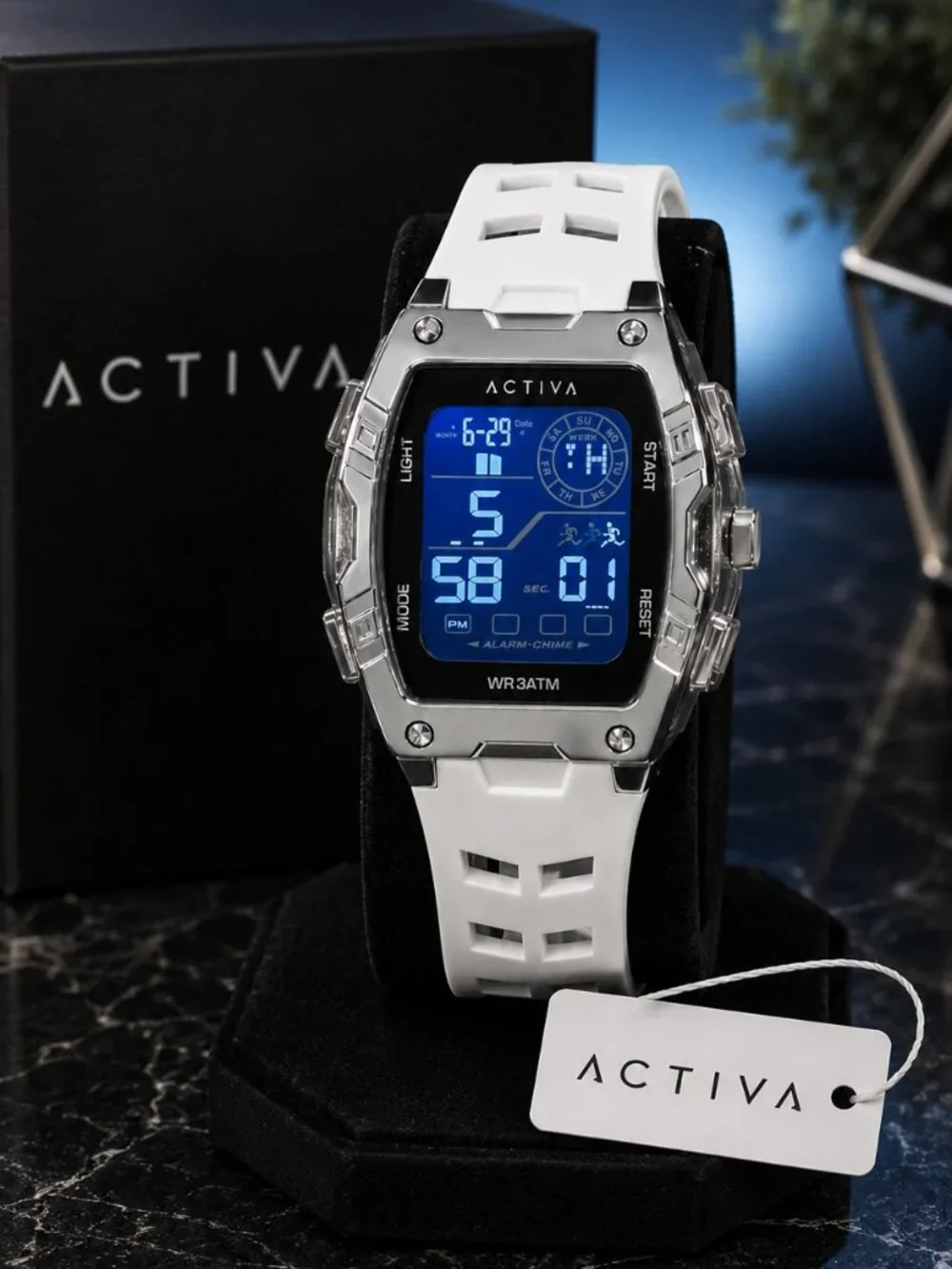 Activa x Invicta Venzis Men’s 50mm Digital Watch White ACW8131-001 NWT